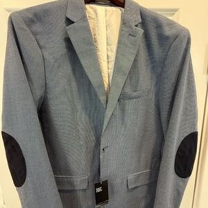 New w tags! Zara mens blue/white gingham blazer w suede elbow patches. U.S-44R